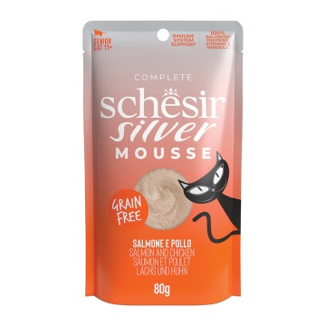Schesir Cat Silver Pouch Μους Σολομός & Κοτόπουλο 80gr