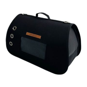 Woofmoda Τσάντα Μεταφοράς Σκύλου - Γάτας Μαύρη IATA 17x35x23cm