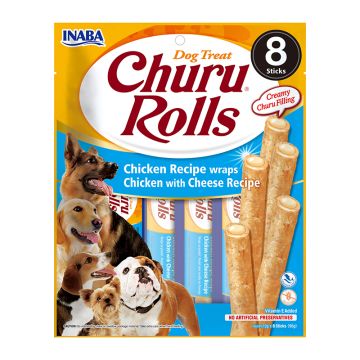 Inaba Churu Rolls Λιχουδιές Σκύλου με Κοτόπουλο & Τυρί 96gr