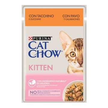Cat Chow Kitten με Γαλοπούλα & Κολοκυθάκια σε Ζελέ 85gr